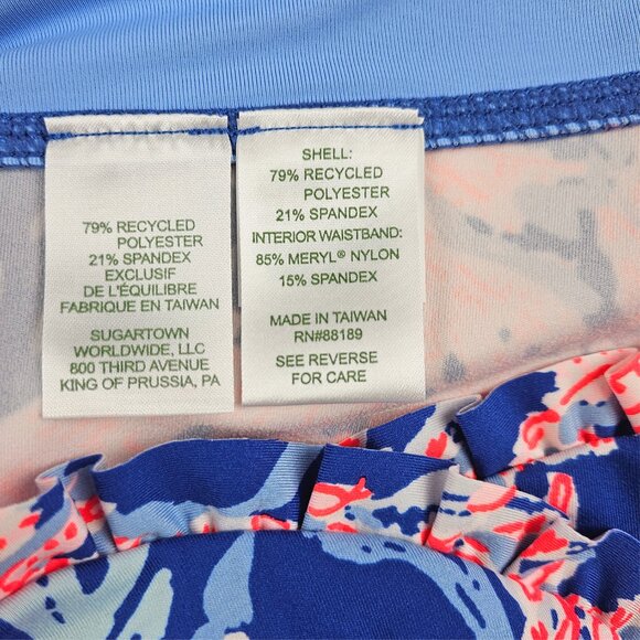 Lilly Pulitzer Weekend High-Rise Ruffle Shorts Borealis Blue Swim On Over - Picture 7 of 8